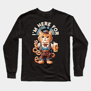 Bavarian oktoberfest cat with pretzel and beer Long Sleeve T-Shirt